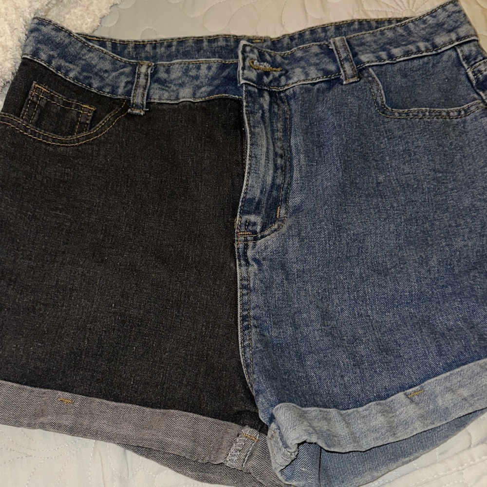 SHEIN Black and Blue Jean Shorts